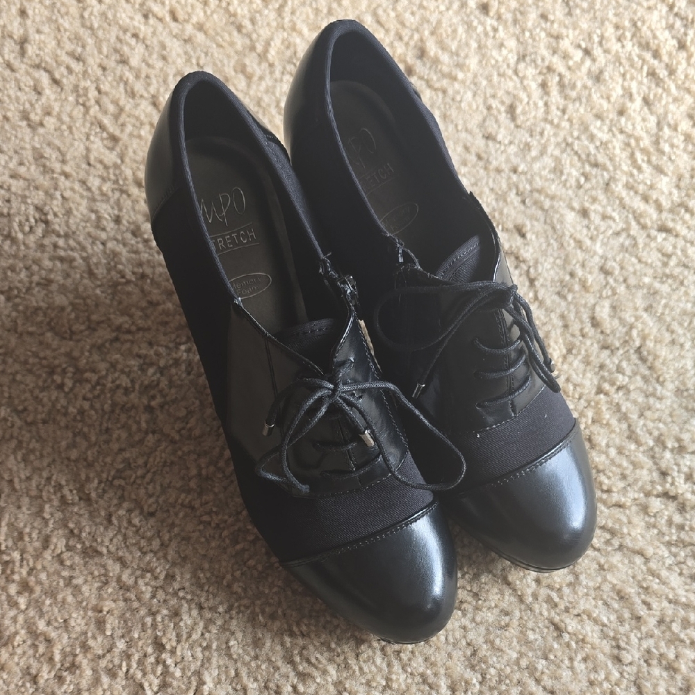 Impo Black Lace-Up Heels